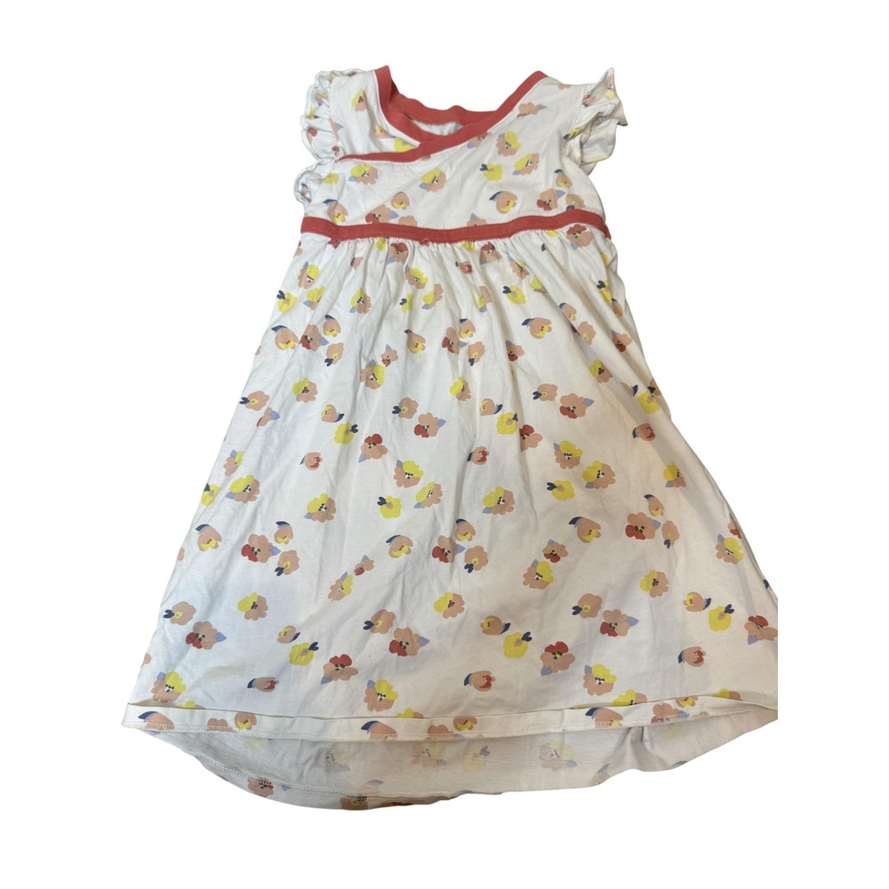 Tea Collection Dress‎ Girls 7 White Floral Print Flutter Sleeve Cotton Summer